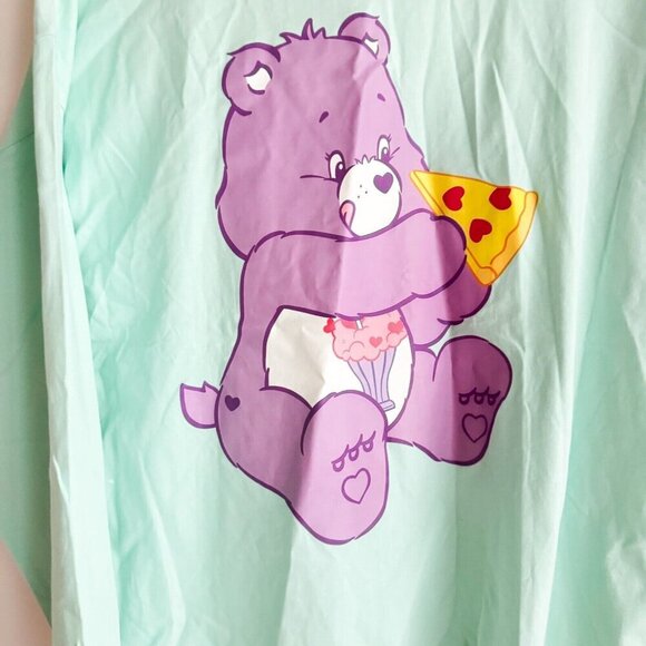 Asos Design Care Bears Turquoise Bear eating Pizza Long Sleeve T Shirt 8 - Picture 6 of 6